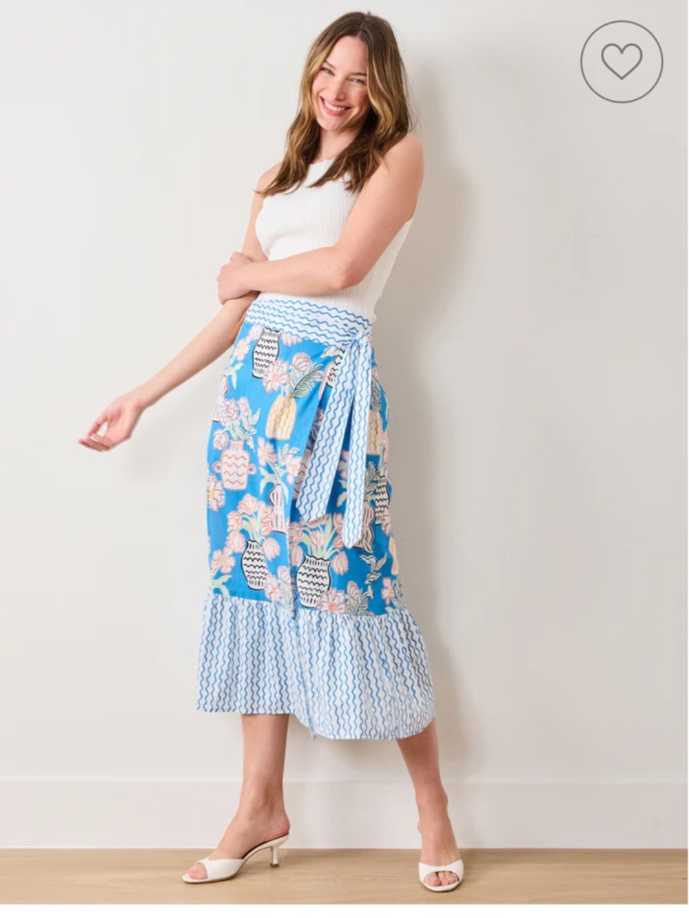 Printfresh Anika Wrap Midi Skirt in Antique Vases Cotton XL Pockets Artsy